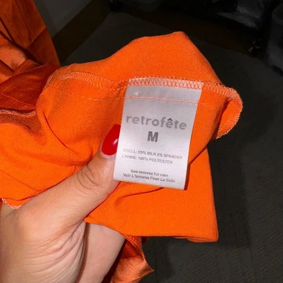 NWT Retrofete Mae Silk Blend Dress in OrangeMedium